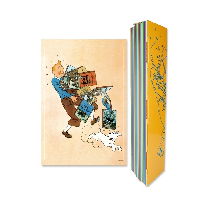 پوستر تن تن Tintin carrying books Tintin poster