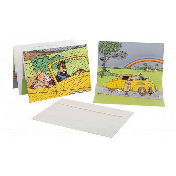 کارت پستال سه بعدی تن تن Tintin Pop-Up Postcard the yellow Haddock convertible