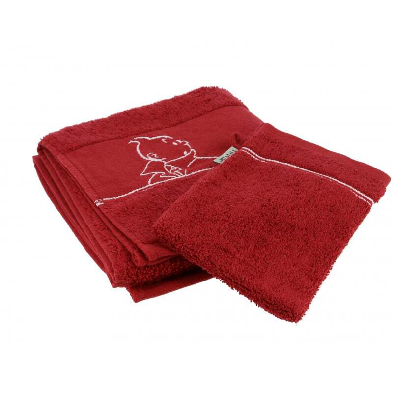  حوله و لیف تن تن قرمز Red Hand Towel + Flannel 