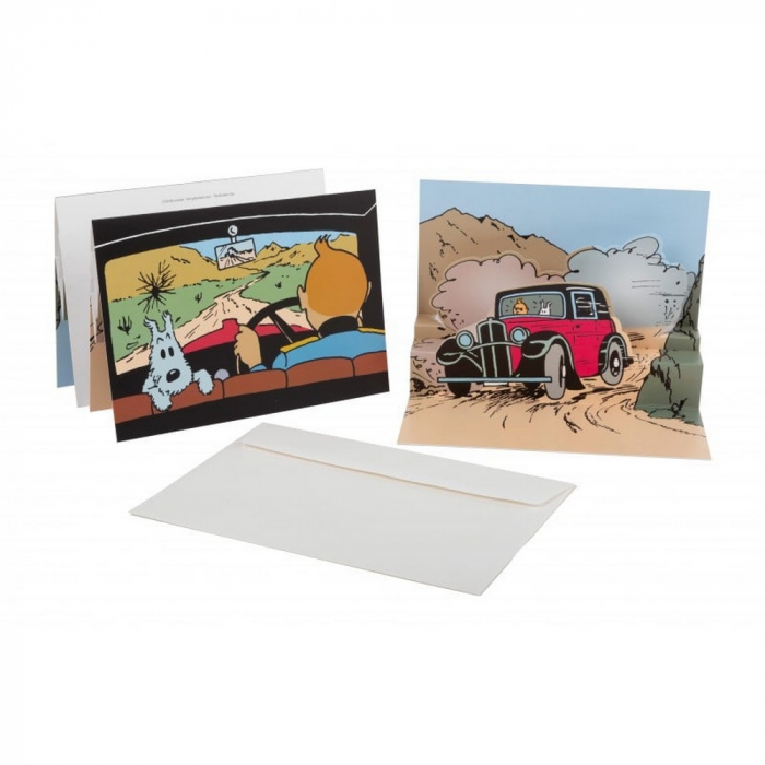 کارت پستال سه بعدی تن تن Tintin Pop-Up Postcard the Rosengart of escape 51014