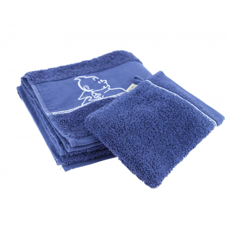  حوله و لیف تن تن Indigo blue Hand Towel + Flannel 