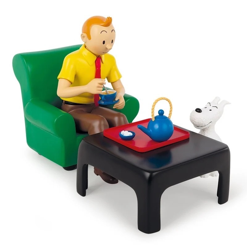  فیگور تن تن و چای نیلوفر آبی Tintin having tea 